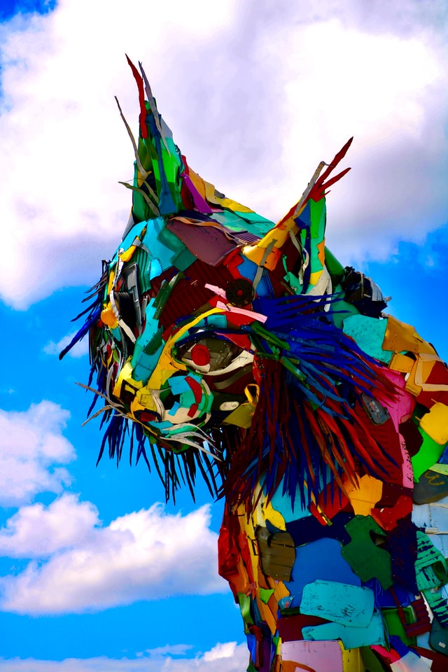 Cat Statue at Nacoes Park Lisbon Portugal