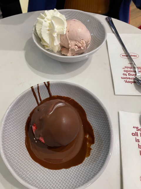 Ice cream from Haagan Daaz on Champs Elysees in Paris, France