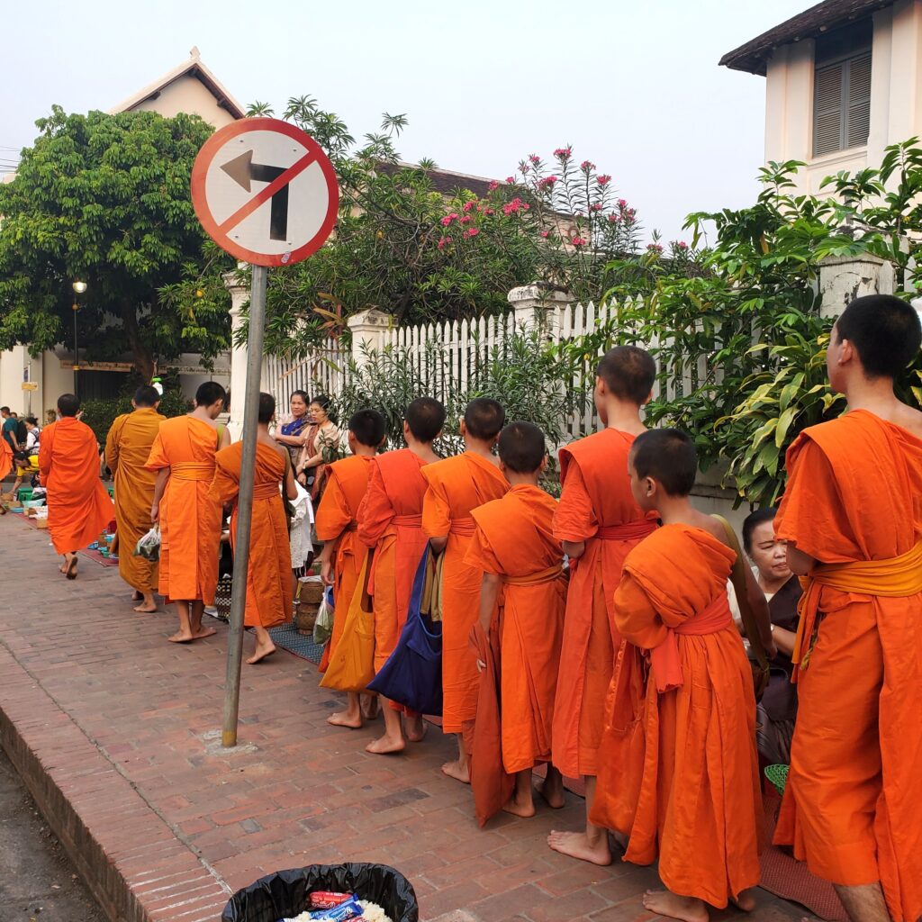 Giving Alms with the Monks in Laos 